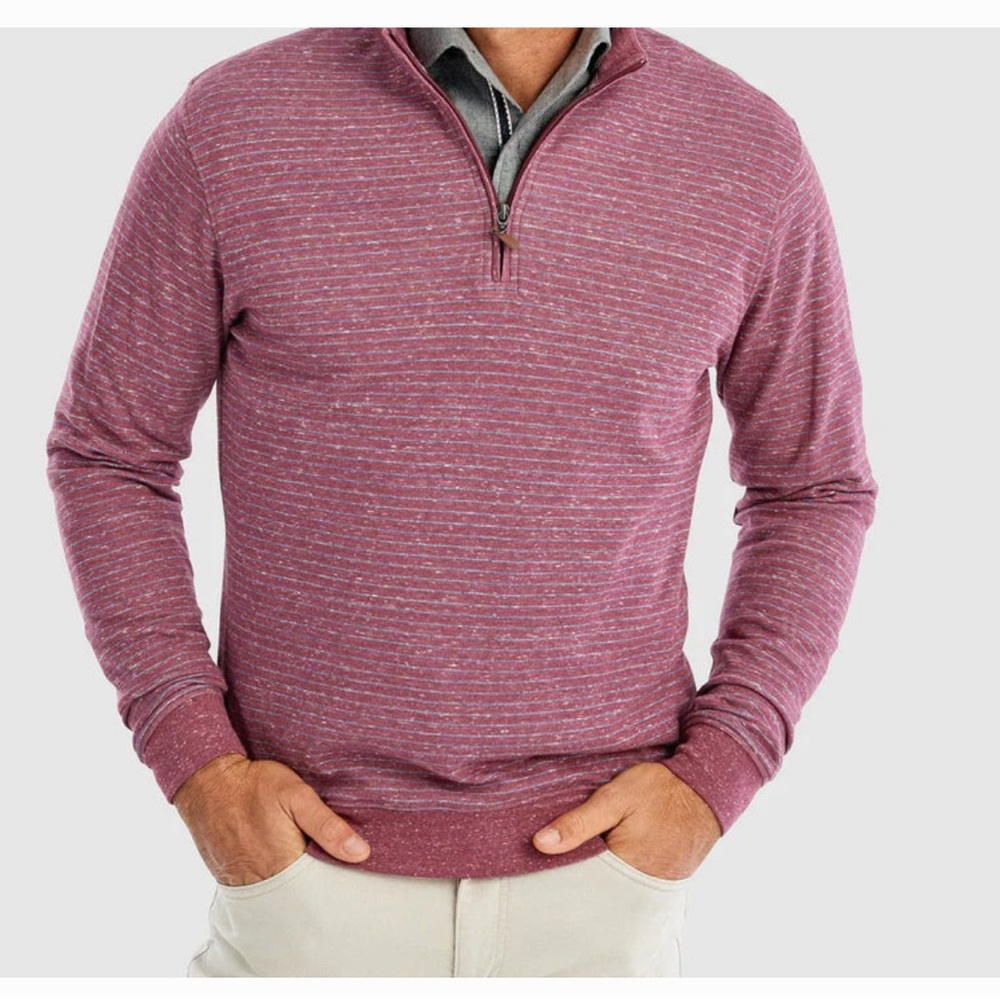 Johnnie-O Skiles Quarter Zip Striped Sweater Size XL Golf